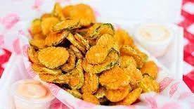 Fried Pickle Chips · Regular sized order of breaded pickle chips. Served with Ranch large order