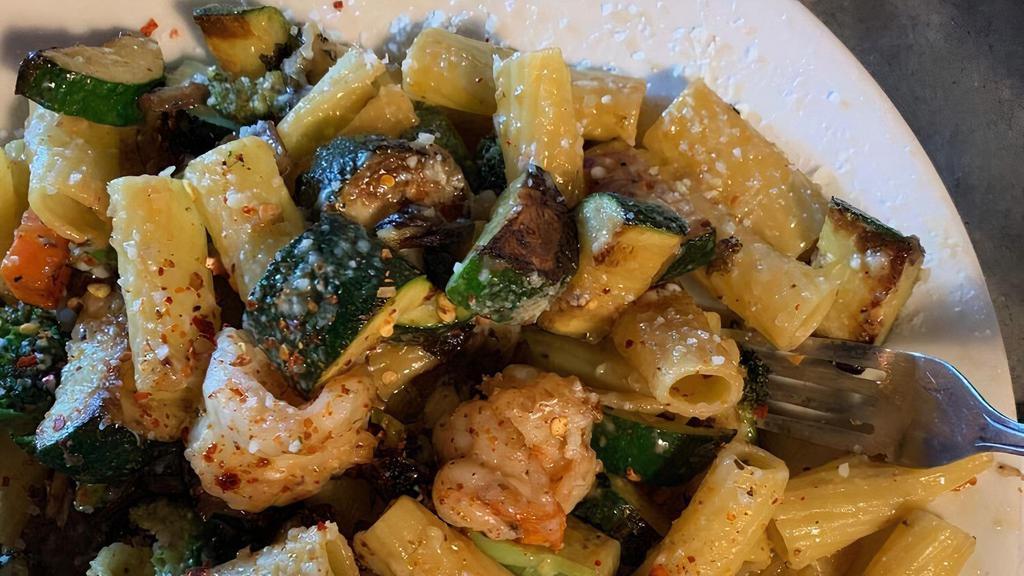 Rigatoni Special · Rigatoni pasta simmered in an Oil, Parsley, and Garlic sauce with Broccoli, Carrots, Zucchini, and Fresh Mushrooms.