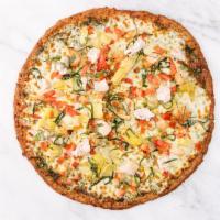 Thrive Pesto Pizza (Gluten-Free) · Reduced fat mozzarella cheese, our delicious housemade pesto sauce, artichokes, diced tomato...