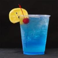 Adios M.F. · Vodka, Rum, Tequila, Gin, Blue Curacao, Sweet & Sour,  and Lime/Lemon Soda,.