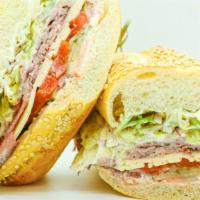 Roast Beach · Roast beef and havarti, with roasted garlic aioli and tomato, pickles, roasted red pepper le...
