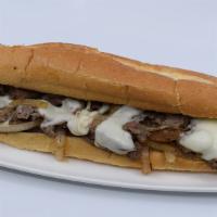 Philly Cheesesteak · The Famous Classic. Chopped steak with melted provolone cheese or the traditional Cheez Whiz...
