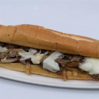 Pepper Jack Cheesesteak · Chopped steak, grilled onions with melted pepper jack cheese and chipotle aioli.