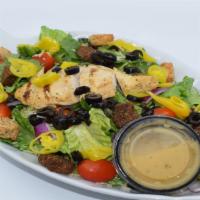 Tuscan Italian Chicken Salad · Crisp Cold Romaine Lettuce, Grilled Chicken, Shredded Parmesan Cheese, Tomato, Red Onion and...