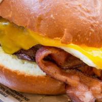 Bacon, Egg, And Cheese Bacon, Eggs, Cheese, And Aioli. · Bacon, Egg, and Cheese
Bacon, eggs, cheese, and aioli.