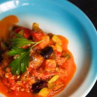 Peperonata Langarola · Vegan, gluten free, vegetarian. Vegan stew of sweet bell peppers, zucchini, eggplant, potato...
