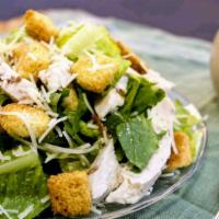 Chicken Caesar Salad · Freshly sliced romaine lettuce, roasted chicken breast , sprinkled with grated fresh Parmesa...