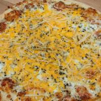 The Bianca (Large) - 4 Cheese Pizza · Generous amount of aged Mozzarella, Monterrey jack, freshly grated Parmesan, and mild chedda...