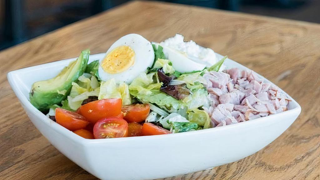 Cobb Salad · Mixed greens, Beeler's ham, egg,. cherry tomatoes, avocado, feta,. lemon vinaigrette.