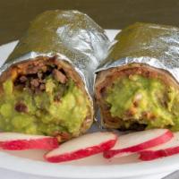 Burrito · Flour Tortilla Burrito with Choice of Meat, Rice, Beans, Cilantro, Onion, and Spicy Salsa