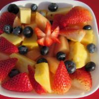 Mixed Fruit · Cucumber, jicama, watermelon, mango, strawberries, papaya, melon, and pineapple.