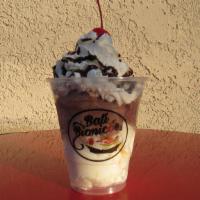 Sundae · 2 Scoops of Thrifty Ice Cream whip cream with chocolate syrup cherries and peanuts.