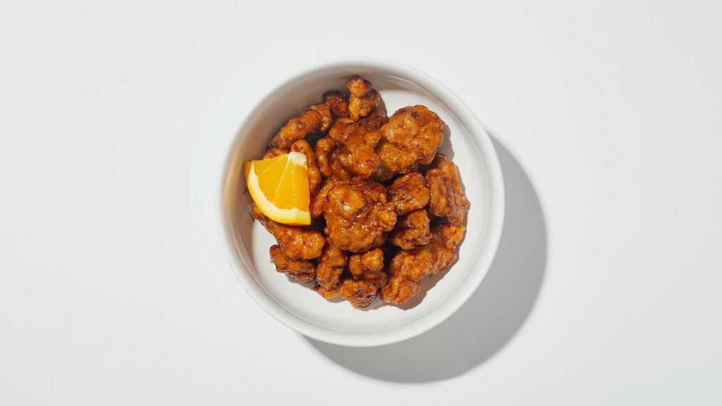 Orange Chicken · Boneless chicken breast deep fried in a tangy orange sauce.