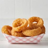 Onion Rings · Golden fried battered onion rings.