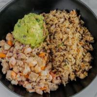 Small Hot Bowl · 2 Protein, Flavor Choice, red onion, tomato, carrots, cilantro