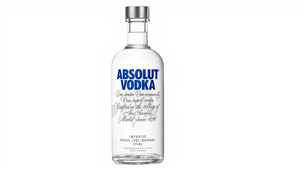 Absolut 375Ml · Sweden- Absolut is a Swedish vodka made exclusively from natural ingredients, and doesn't contain any added sugar. In fact Absolut is as clean as vodka can be. Rich, full-bodied and complex, yet smooth and mellow with a distinct character of grain, followed by a hint of dried fruit.