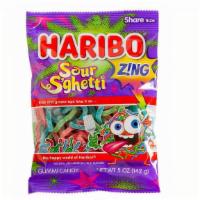 Haribo Sour S'Ghetti Gummi  · Case of twelve, 5-ounce bags (total 60 ounces)
Made with corn syrup, sugar, starch, sorbitol...