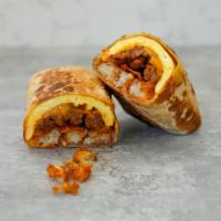 El Carnicero Burrito · 3 fresh cracked cage-free scrambled eggs, melted Cheddar cheese, smokey bacon, spicy chorizo...