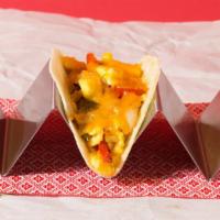 Vegetarian Breakfast Tacos (3) · Three breakfast tacos with sauteed onions and peppers, eggs, cheese, and pico de gallo, and ...