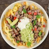 Jalapeno Asada Fries · (Vegetarian) Sour cream, melted cheese, guacamole, cilantro, grilled onions, grilled jalapen...