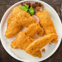 Chicken Tenders · Chicken tenders breaded and fried until golden brown. Served with your choice of dipping sau...