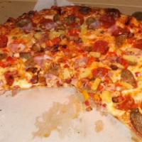 Brooklyn · Pizza sauce Canadian bacon, pepperoni, sausage, pineapple, bell peppers, red onions, mozzare...