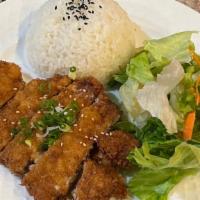 Tonkatsu · Breaded and deep fried pork cutlet with tonkatsu sauce.