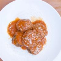 Meat Balls & Organic Tomato Sauce · ABF & hormone free beef meat balls, mozzarella, parmigiano