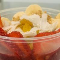 Acai Bowl · Banana, blueberries, granola, honey, strawberries.