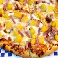 Hawaiian Style Pizza · Pineapple chunks, sliced Ham and plenty of Mozzarella Cheese