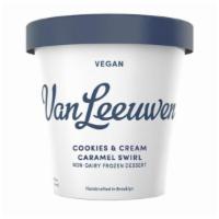 Van Leeuwen Vegan Cookies & Cream Caramel Swirl (14 Oz) · Nothing makes us happier than this Vegan Cookies & Cream Caramel Swirl Ice Cream. Cream-fill...