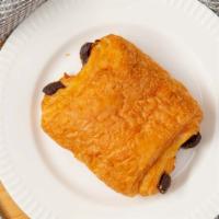 Chocolate Croissant · Light, flakey, 100 percent butter croissant dough is wrapped around two chocolate batons to ...
