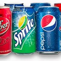 Canned Soda · Sprite, Dr. Pepper, Coke, Diet Coke.