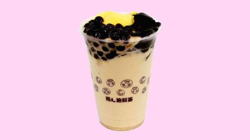 3Q Milk Tea · Milk black tea with Tapioca bubble, pudding, and Herb jelly.