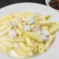 Penne Alfredo W/ Chicken · gluten free pasta, alfredo sauce