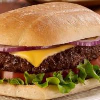 Cheese Burger · Burger bun, burger patty, mayo, American cheese. Option to add lettuce, tomatoes, onions, pi...