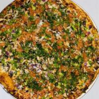 Family Size Bombay Veggie · Bombay special sauce, cheese, mushrooms ginger, garlic. Bell peppers, tomatoes, red onion, g...