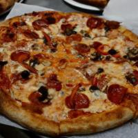 Supreme Pizza · Sausage, Pepperoni, Bell Pepper, Mushroom, Onion, and Black Olives