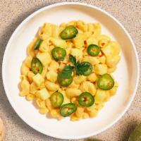 Sweet Hell Mac (Sweet & Spicy Mac) · (VEG) Spicy jalapenos and pineapples cooked in a blend of creamy cheese.