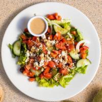 If The Gods Ate Salad (Greek Salad) · (Vegetarian) Romaine lettuce, cucumbers, tomatoes, red onions, olives, and feta cheese tosse...