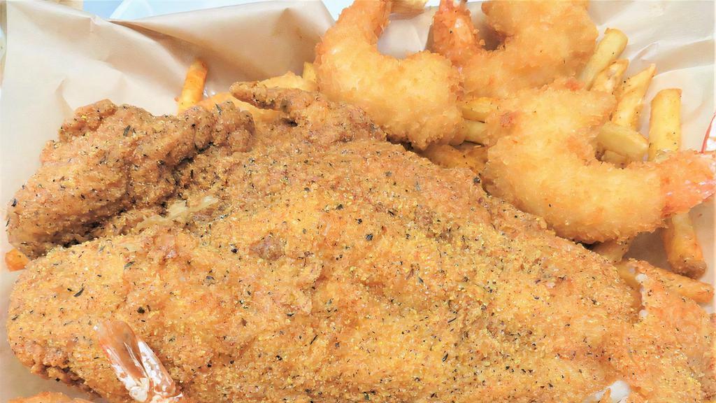 Fried Catfish & Shrimp Combo · Catfish Fry with Seasoned Cornmeal and Breaded Shrimp