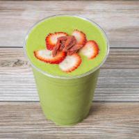 16 Oz. Pb & Kale Smoothie · Almond milk, banana, spinach, kale, strawberries, peanut butter, and protein.