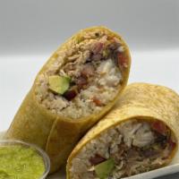 Grand Burrito Fish · Rice,  black beans, pico de gallo,cabbage, chipotle mayo, and avocado.(grill-fish or fried f...