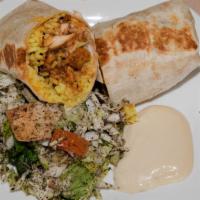 Chicken Wrap · Chicken,rice pilaf,grilled veggies,salsa,shredded cheese and garlic sauce wrapped in a flour...