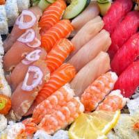 Sushi & Roll Party · For 4-6 Persons 
20 pcs.  Sushi & 40 pcs	 Rolls

- 4 pcs Tuna
- 4 pcs Salmon
- 4 pcs. Yellow...