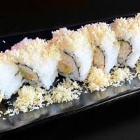 Crunchy Roll · crab, avocado, shrimp tempura with tempura flakes on top
