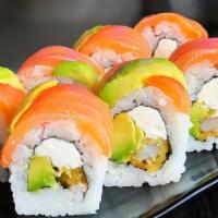 Far East Roll · Shrimp Tempura, Cream Cheese with Smoked Salmon, Avocado on top.

Consuming raw or undercook...