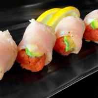 Jessica Albacore · Spicy Tuna, Avocado wrapped with Albacore.

Consuming raw or undercooked meats, poultry, sea...