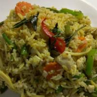 Spicy Fried Rice · Spicy. Sautéed chicken, beef or pork with garlic, chili bamboo shoots, bell pepper and Thai ...