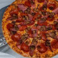 Meat Lover Pizza · Cheese, pepperoni, salami, ham, sausage, meatball.